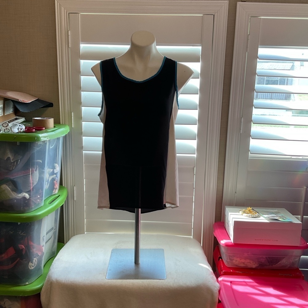 Forever 21 Black and White Tank Top with Blue Trim